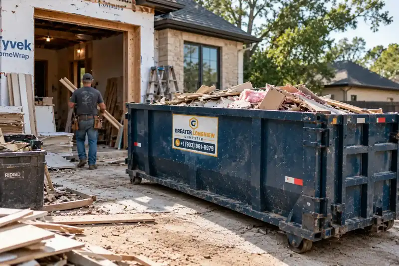 Dumpster rental for home remodeling and renovation debris in Longview TX