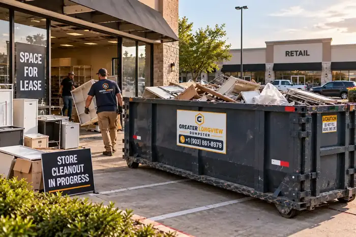 Greater Longview Dumpster commercial roll-off container for property managers and businesses in Longview TX