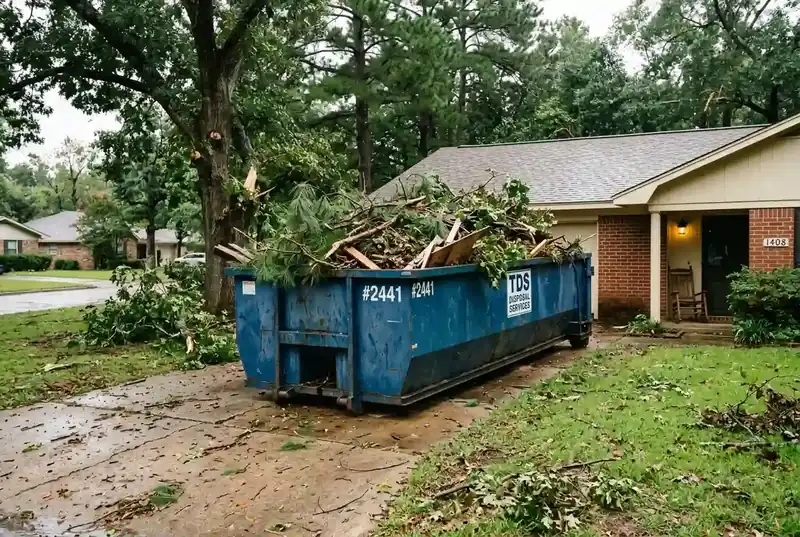Storm debris yard waste Longview fallen pine limbs