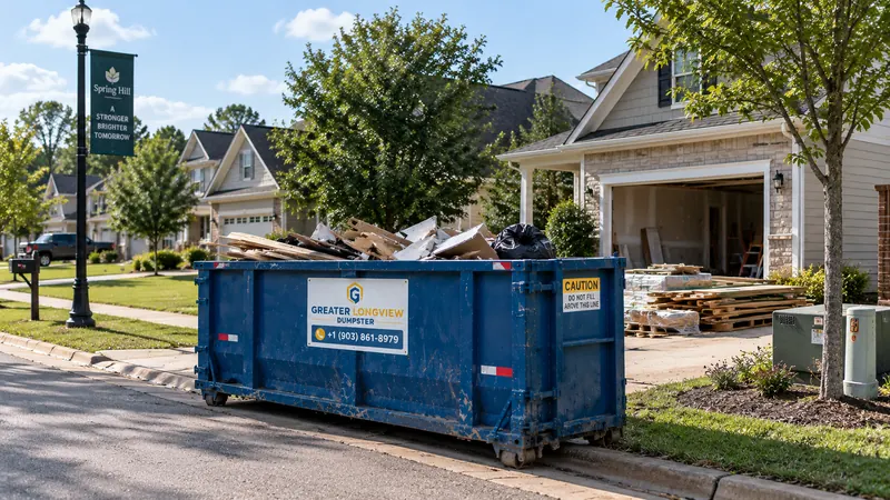 Driveway protected dumpster in Spring Hill TX